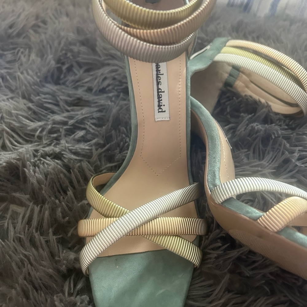 New!Charles David Size 11 Strappy high stiletto metallic straps back zipper - Picture 7 of 8